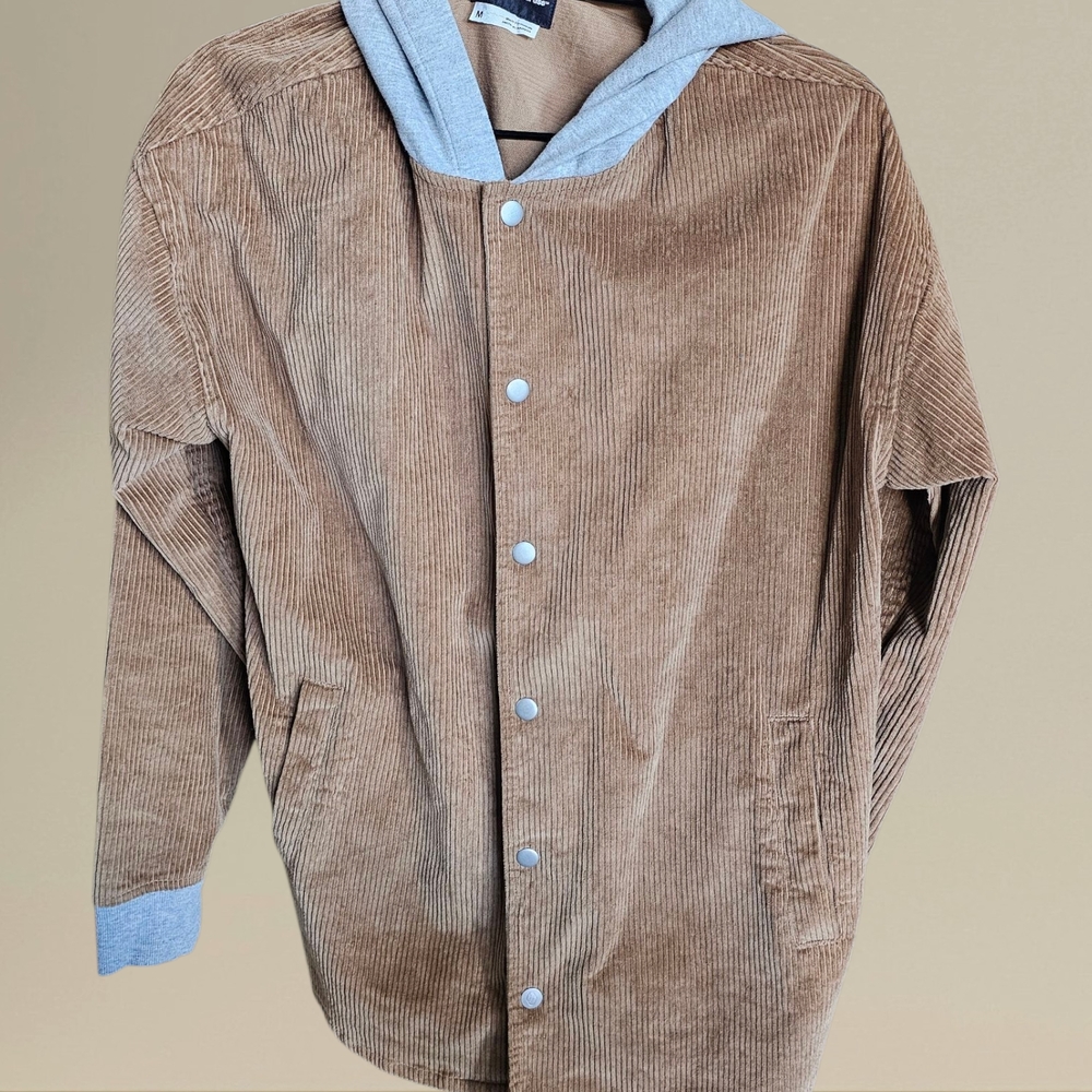 Original Use Tan Corduroy Jacket with Gray Hood
